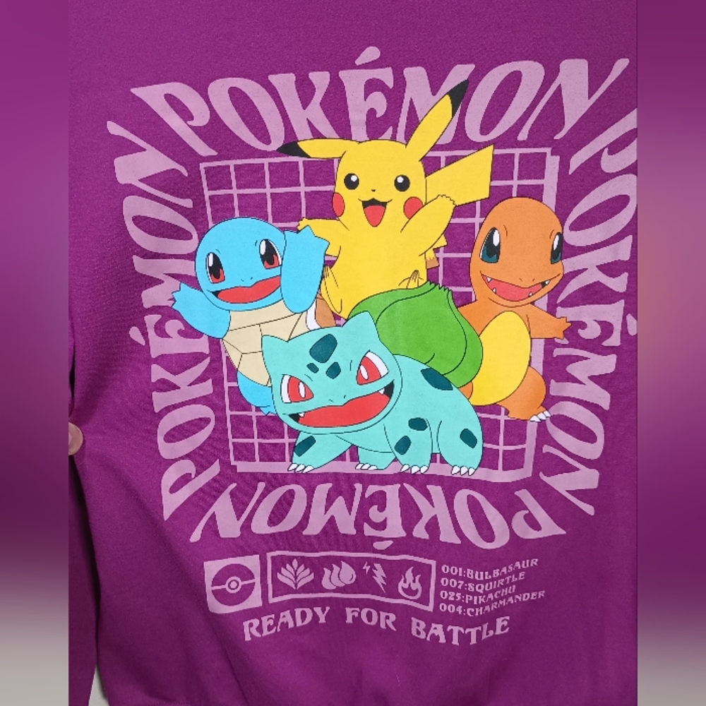 Pokemon XS Bulbasaur Squirtle Pikachu Charmander ready for battle unisex sweater